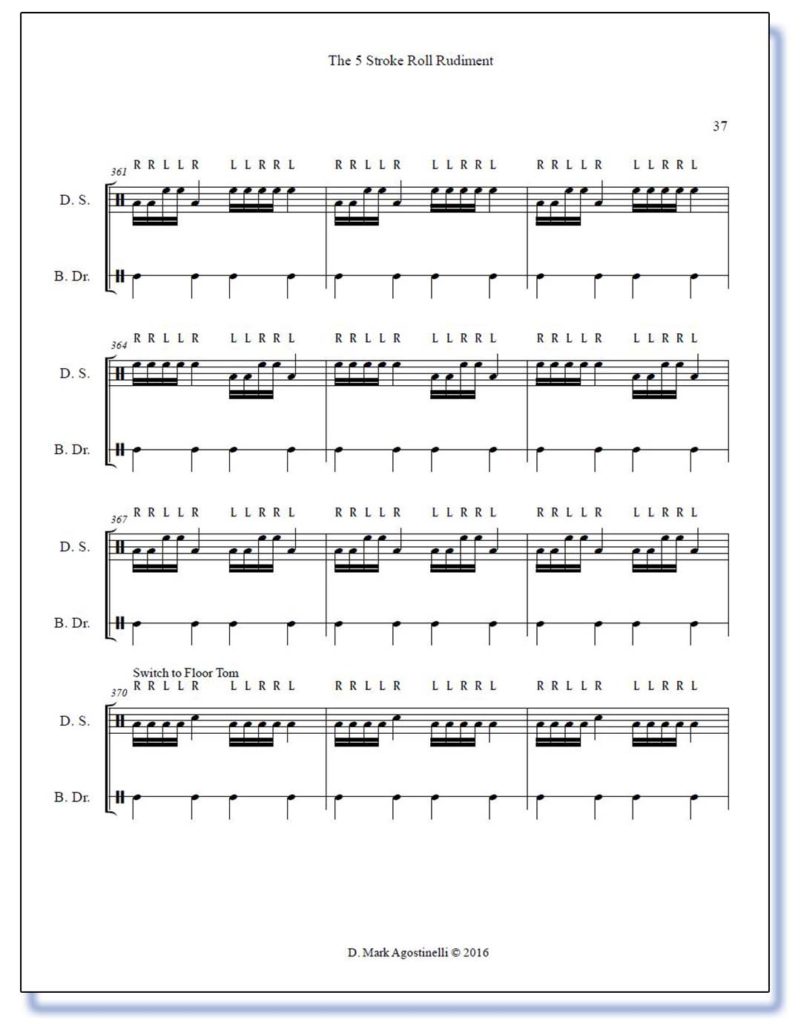 Inside - Five Stroke Roll Rudiment book by D Mark Agostinelli